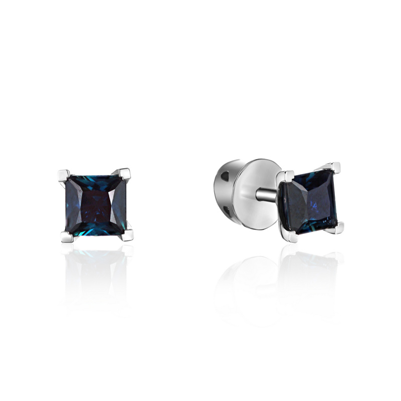 Серьги из белого золота 585 пробы с сапфирами 01С5215183-1