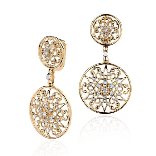 Серьги из желтого золота 750 пробы с бриллиантами 01С645387