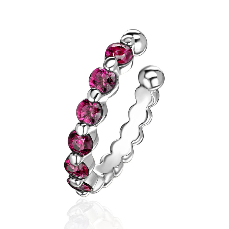 Серьга одиночная из белого золота 585 пробы с рубинами 01С5215680-3