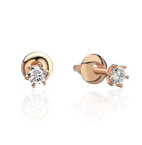 Серьги из красного золота 585 пробы с фианитами 01С1115035