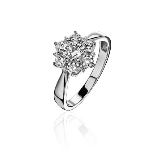 Кольцо из белого золота 585 пробы с фианитами 01К1215015