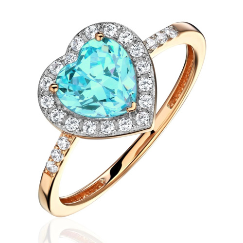 Кольцо из красного золота 585 пробы с наносинтал турмалином и фианитами 01К2116539Р-4