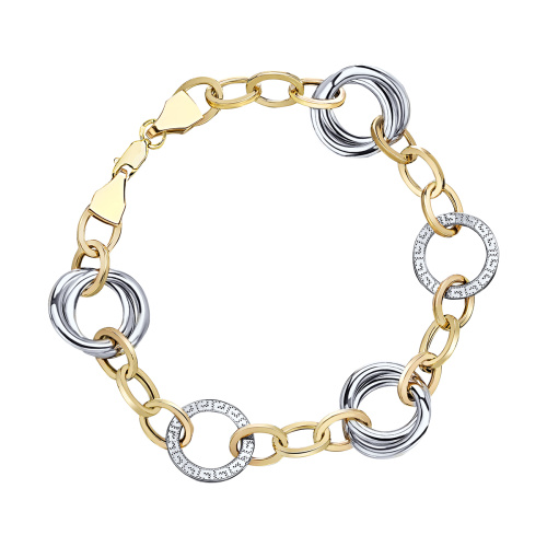 Браслет из комбинированного золота 585 пробы без вставок 01Б063118Ж