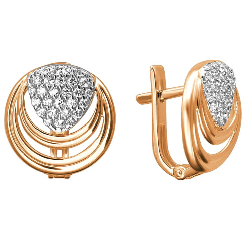 Серьги из красного золота 585 пробы с фианитами 01С1114007Р