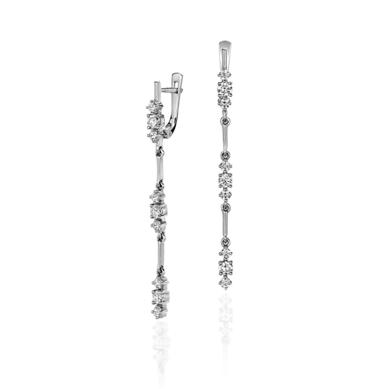 Серьги из белого золота 750 пробы с бриллиантами 01С673838