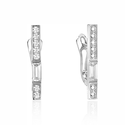 Серьги из белого золота 585 пробы с фианитами 01С1214516