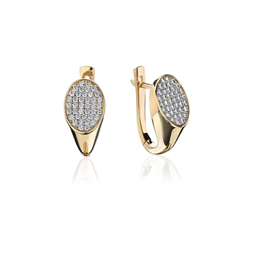 Серьги из желтого золота 585 пробы с фианитами 01С1315110Р