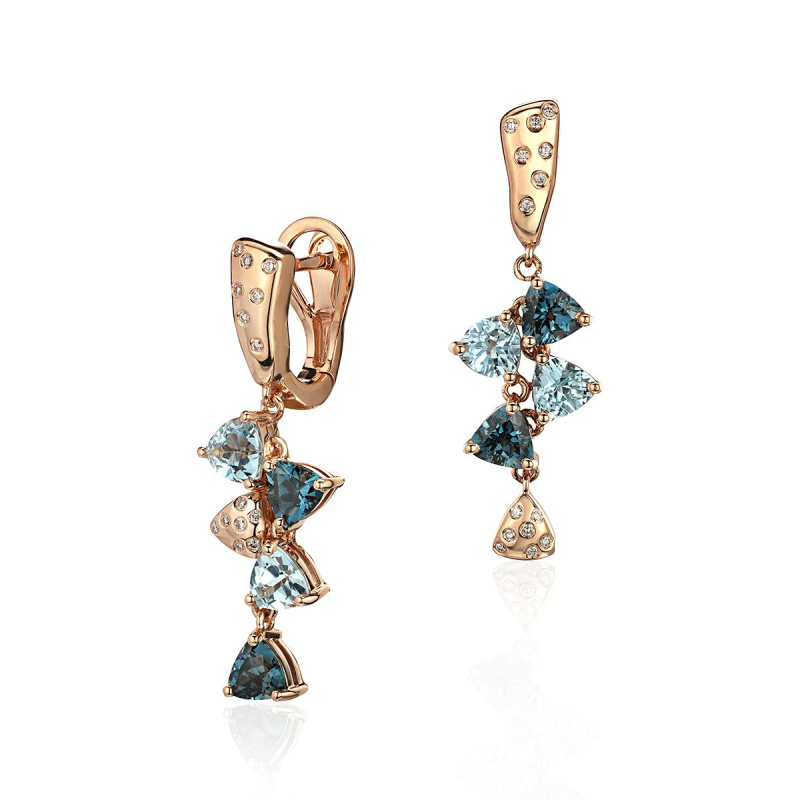 Серьги из красного золота 585 пробы с топазами и бриллиантами 01С6115455-2