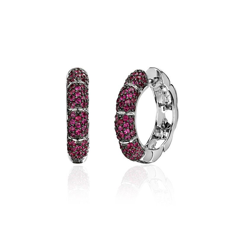 Серьги из белого золота 585 пробы с рубинами 01С5213849-3