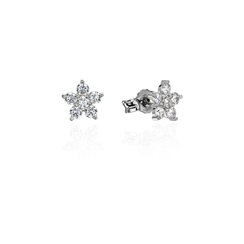 Серьги из белого золота 585 пробы с фианитами 01С125301