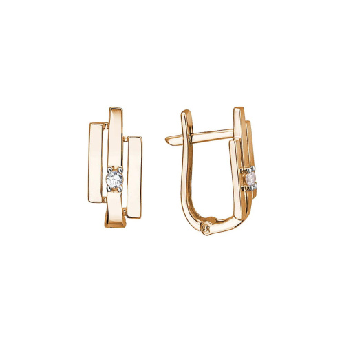 Серьги из красного золота 585 пробы с фианитами 01С1114039