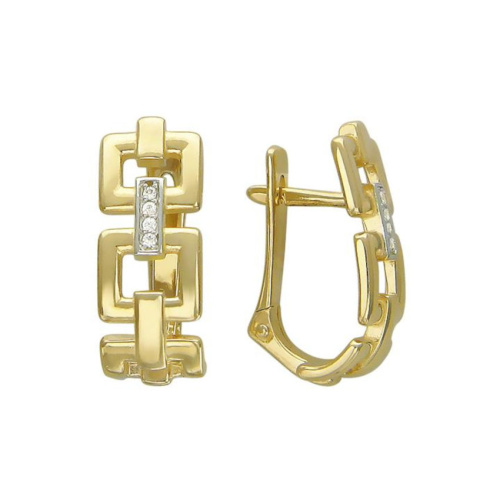 Серьги из желтого золота 585 пробы с фианитами 01С136639