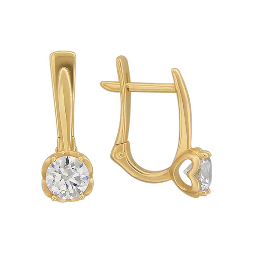 Серьги из желтого золота 585 пробы с фианитами  01С139407