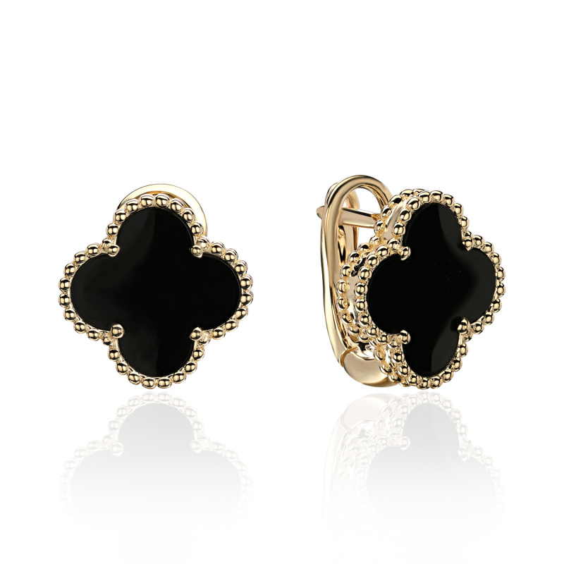 Серьги из желтого золота 585 пробы с агатами 01С4314170-1