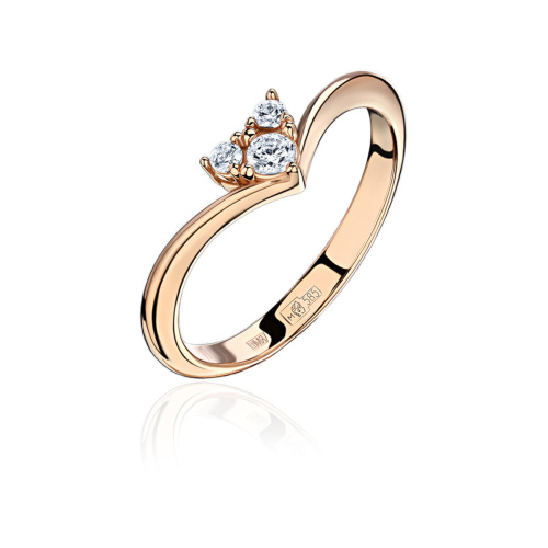 Кольцо из красного золота 585 пробы с фианитами 01К1115043