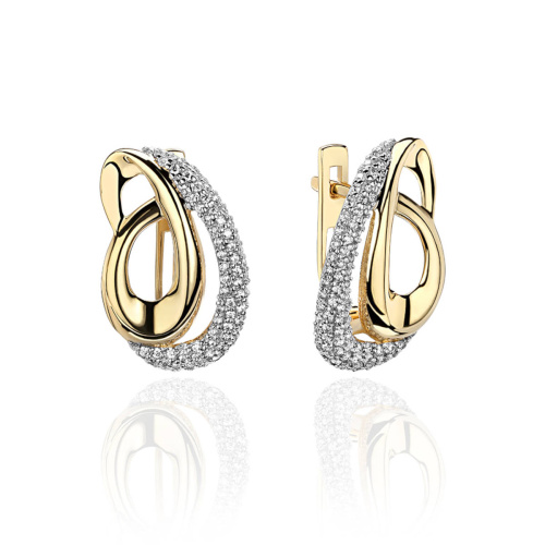Серьги из желтого золота 585 пробы с фианитами 01С1314218Р