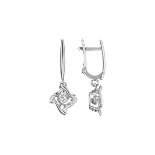 Серьги из белого золота 585 пробы с фианитами 01С1211853