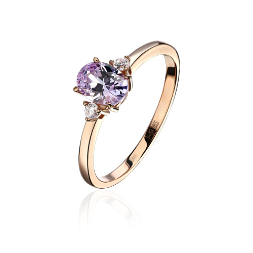 Кольцо из красного золота 585 пробы с синт.шпинелью и фианитом 01К2114075-1 Кольцо из красного золота 585 пробы с синт.шпинелью и фианитом 01К2114075-1