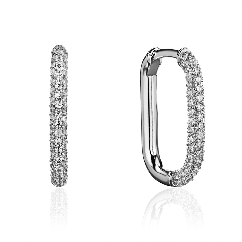 Серьги из белого золота 585 пробы с бриллиантами 01С6214900-17. Размер б/р