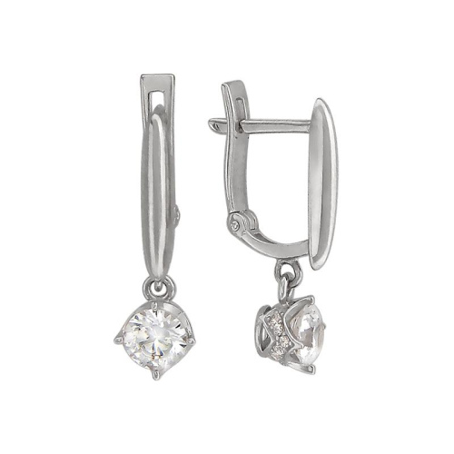 Серьги из белого золота 585 пробы с фианитами 01С129410