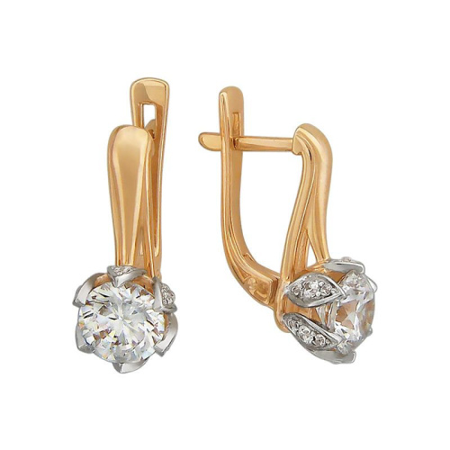 Серьги из красного золота 585 пробы с фианитами 01С119399