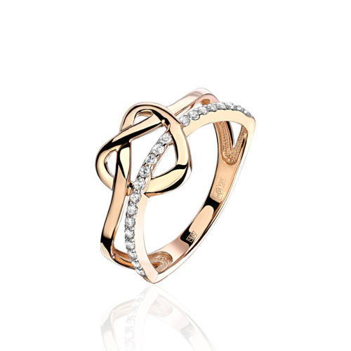 Кольцо из красного золота 585 пробы с фианитами 01К1114790Р