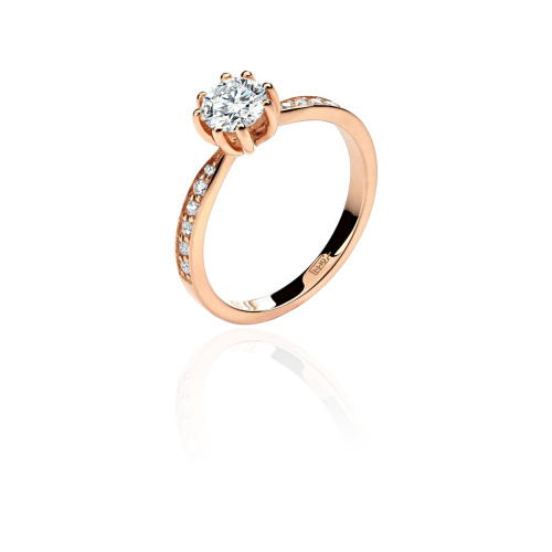 Кольцо из красного золота 585 пробы с бриллиантами 01К613443