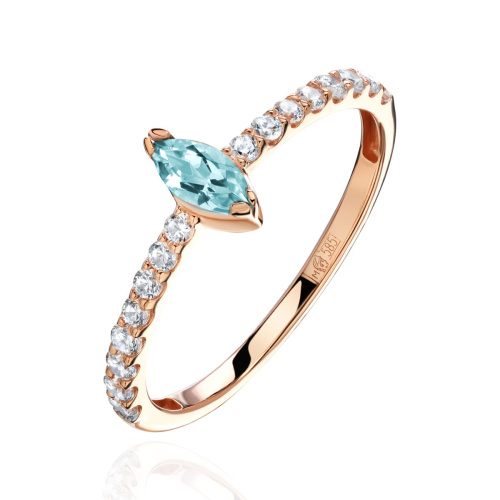 Кольцо из красного золота 585 пробы с топазом и фианитами 01К3115061-2