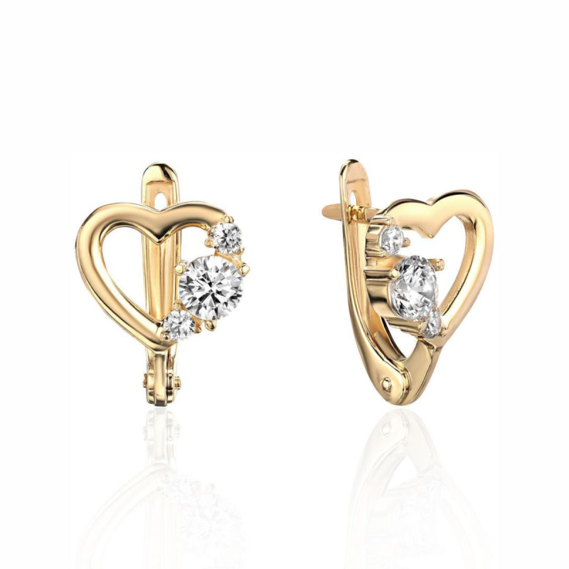 Серьги из красного золота 585 пробы с фианитами 01С1114963