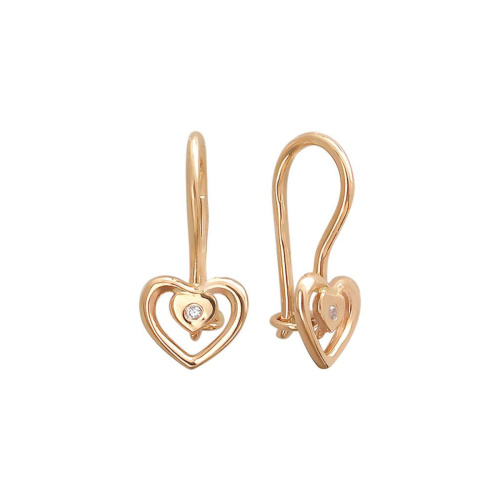 Серьги из красного золота 585 пробы с фианитами 01С119241
