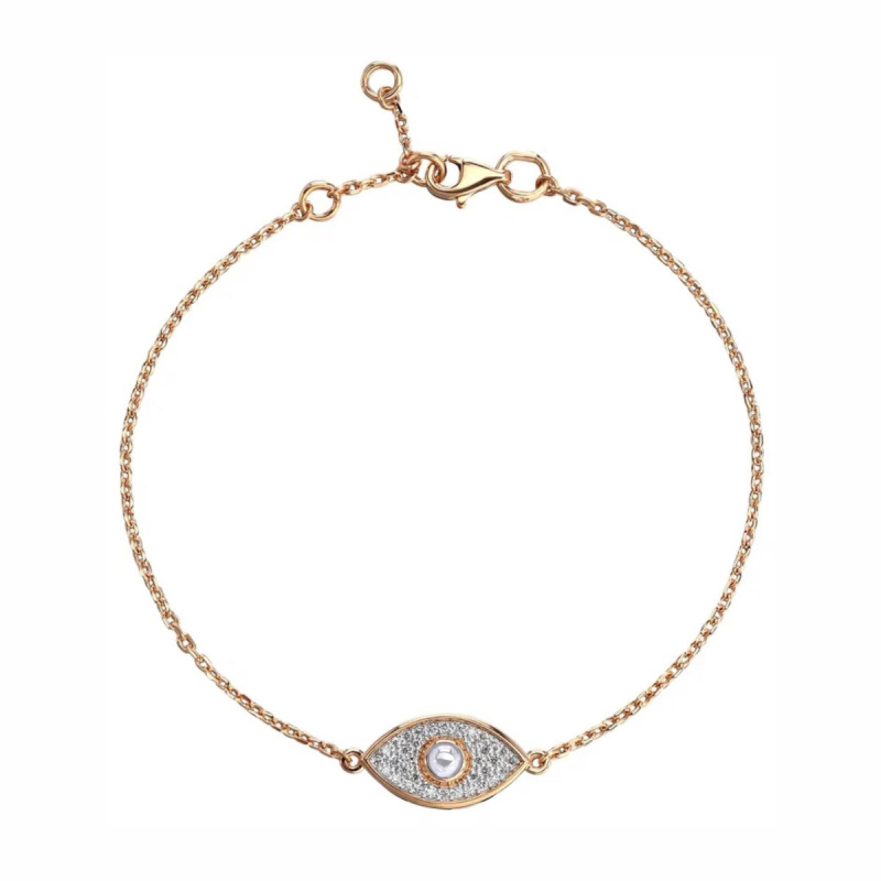 Браслет из красного золота 585 пробы с сапфиром и бриллиантами 01Б613204-1