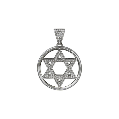 Подвеска "Звезда́ Дави́да" из белого золота 750 пробы с бриллиантами 01П672323 Подвеска "Звезда́ Дави́да" из белого золота 750 пробы с бриллиантами 01П672323