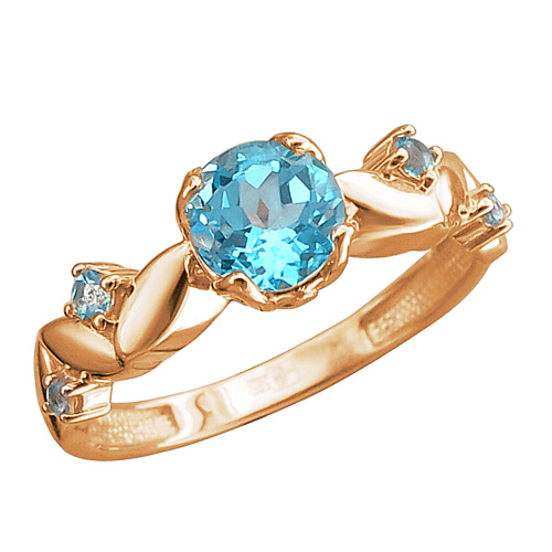 Кольцо из красного золота 585 пробы с топазами 01К3113081-2