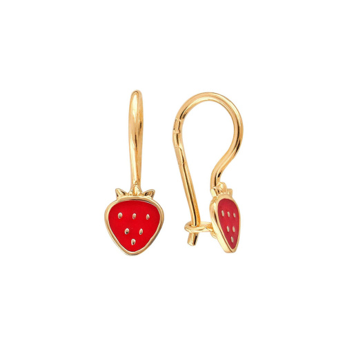 Серьги детские из желтого золота 585 пробы с эмалью 01С039242Э