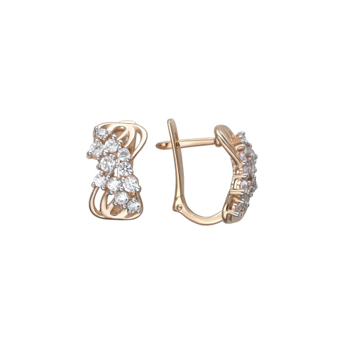 Серьги из красного золота 585 пробы с фианитами 01С1112201Р