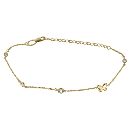 Браслет из желтого золота 585 пробы с фианитами 01Б132809