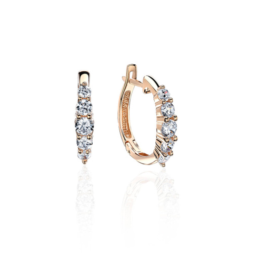 Серьги из красного золота 585 пробы с фианитами 01С1114817