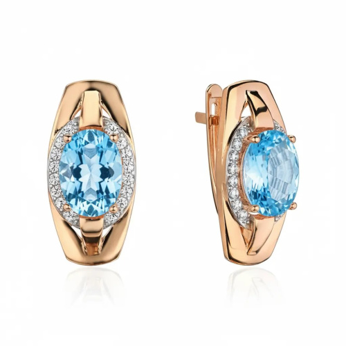 Серьги из красного золота 585 пробы с топазами и фианитами 01С3116571Р-2