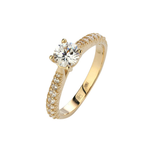 Кольцо из желтого золота 585 пробы с фианитом 01К1314826