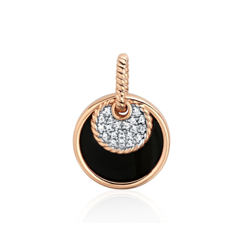 Подвеска из красного золота 585 пробы с фианитами и агатами 01П4131007Р-1