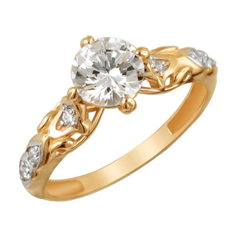 Кольцо из красного золота 585 пробы с фианитом 01К1113092Р