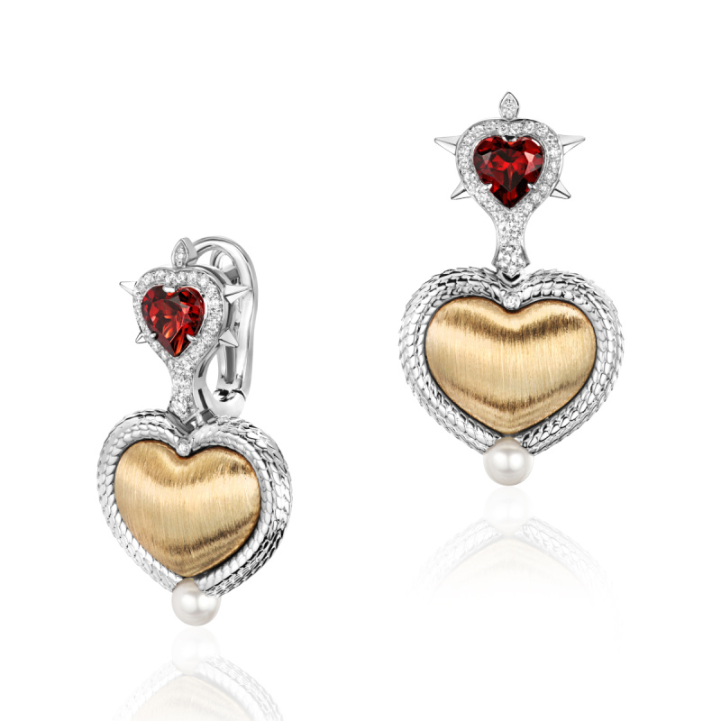 Серьги из комбинированного золота 585 пробы 01С6615828ЧРЖ-1