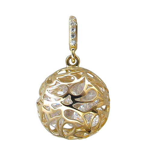 Подвеска "Шар" из желтого золота 585 пробы с фианитами 01П1313879Ф