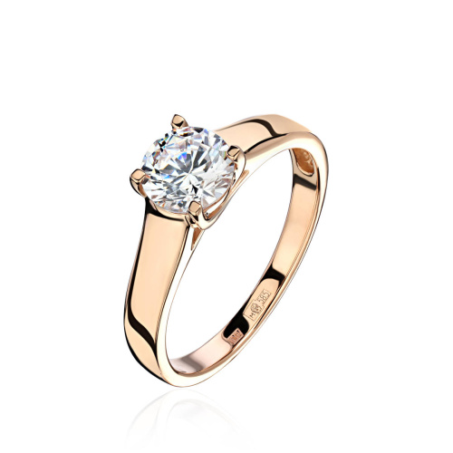 Кольцо из красного золота 585 пробы с фианитом 01К1114876