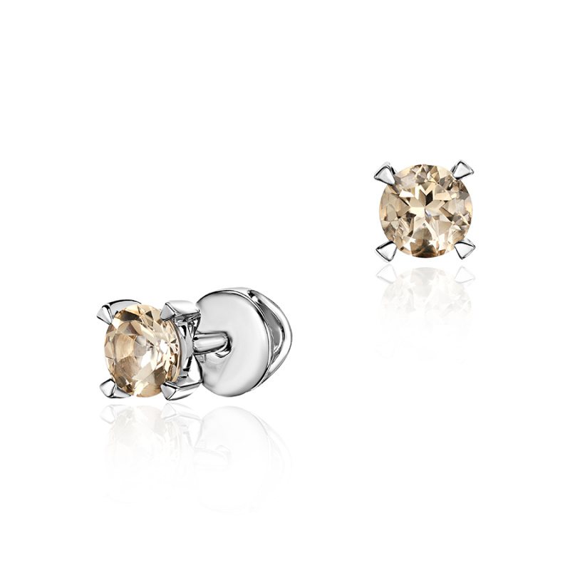 Серьги из белого золота 585 пробы с гелиодором 01С3213446-3