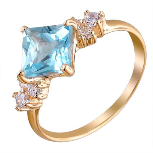 Кольцо из красного золота 585 пробы с топазом и фианитами 01К315451-3