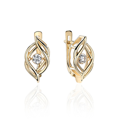 Серьги из желтого золота 585 пробы с фианитами 01С1312951
