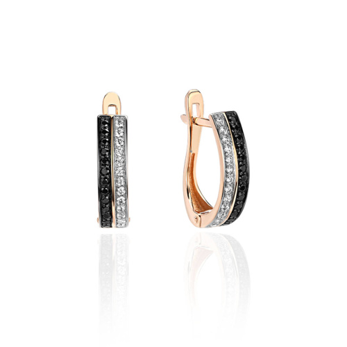 Серьги из красного золота 585 пробы с фианитами 01С215140-1