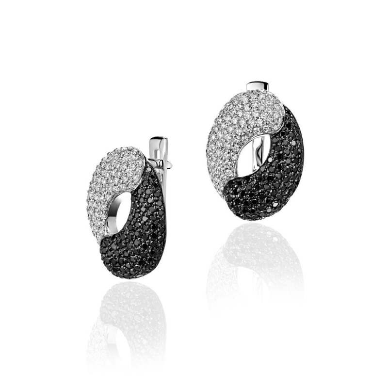Серьги из белого золота 750 пробы с сапфирами и бриллиантами 01С674257-1