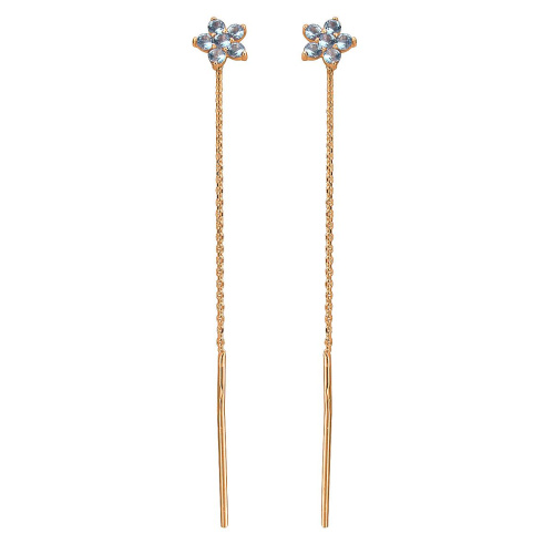 Серьги из красного золота 585 пробы с нанотопазами 01С216274-4